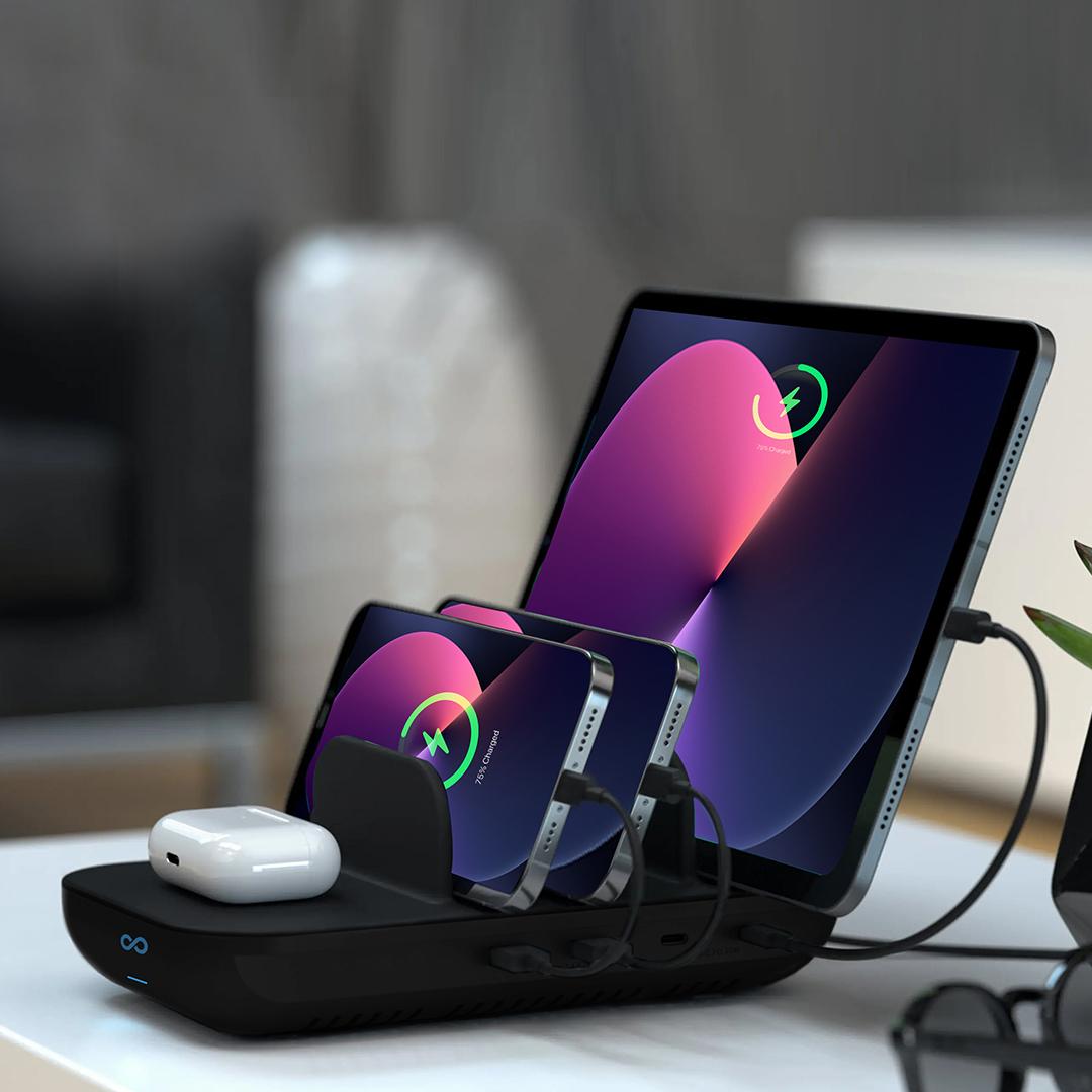 charge up to 4 devices with Moovy Dock
